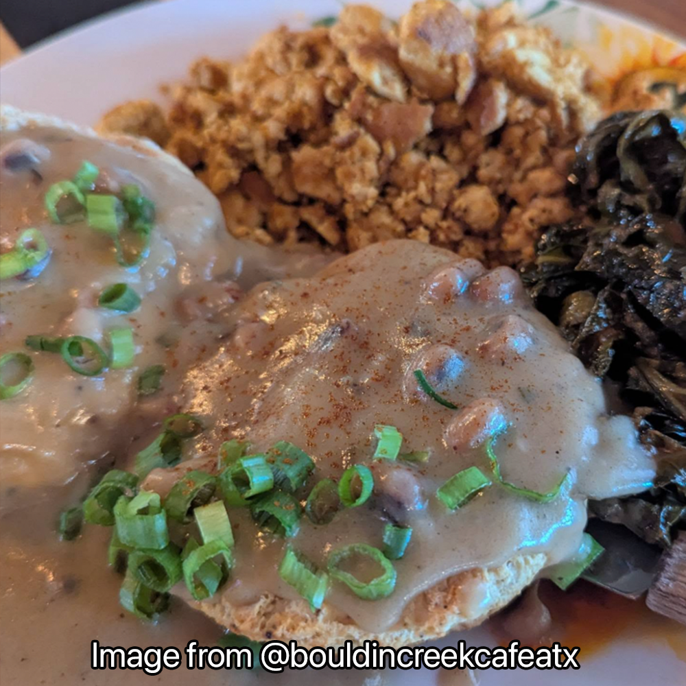 Vegan Biscuits and Gravy at Bouldin Creek Cafe in Austin TX